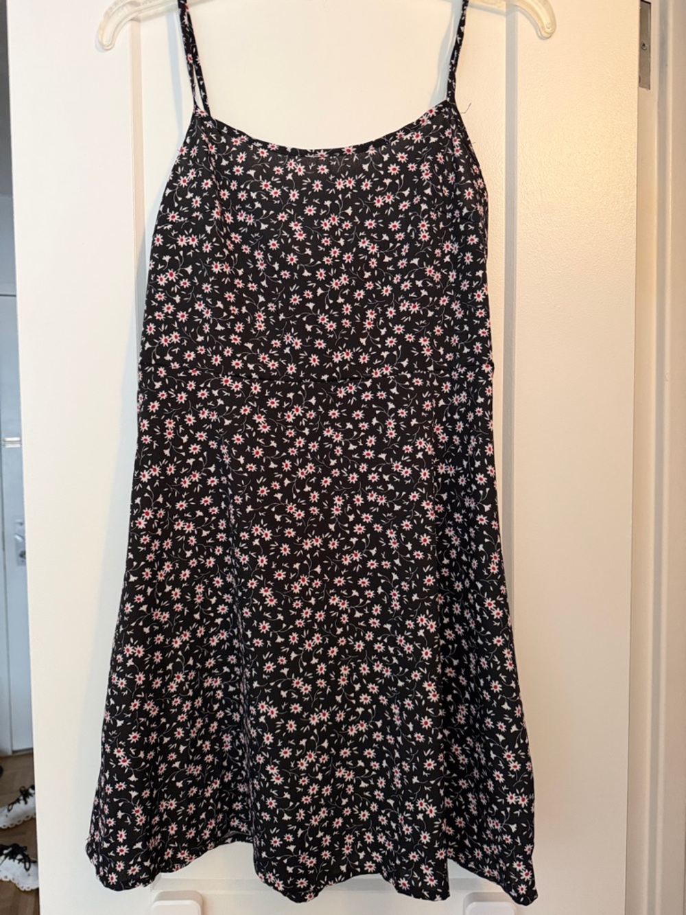 Black Floral Dress with Pink Daisy Print